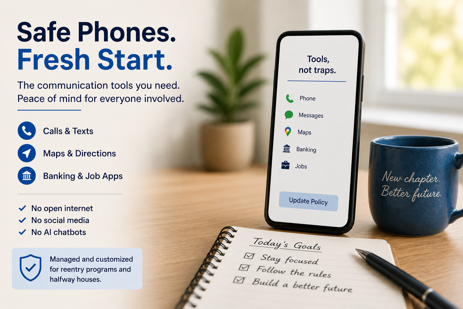 Safe Phones for People on Parole or in Halfway Houses